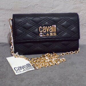 Cavalli Class Wallet Crossbody Black Quilt
